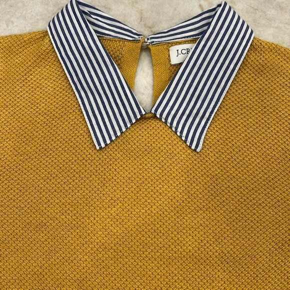 J.Crew Factory | Mustard Textured Collared Sweater | 100% Cotton | XS - Picture 5 of 10